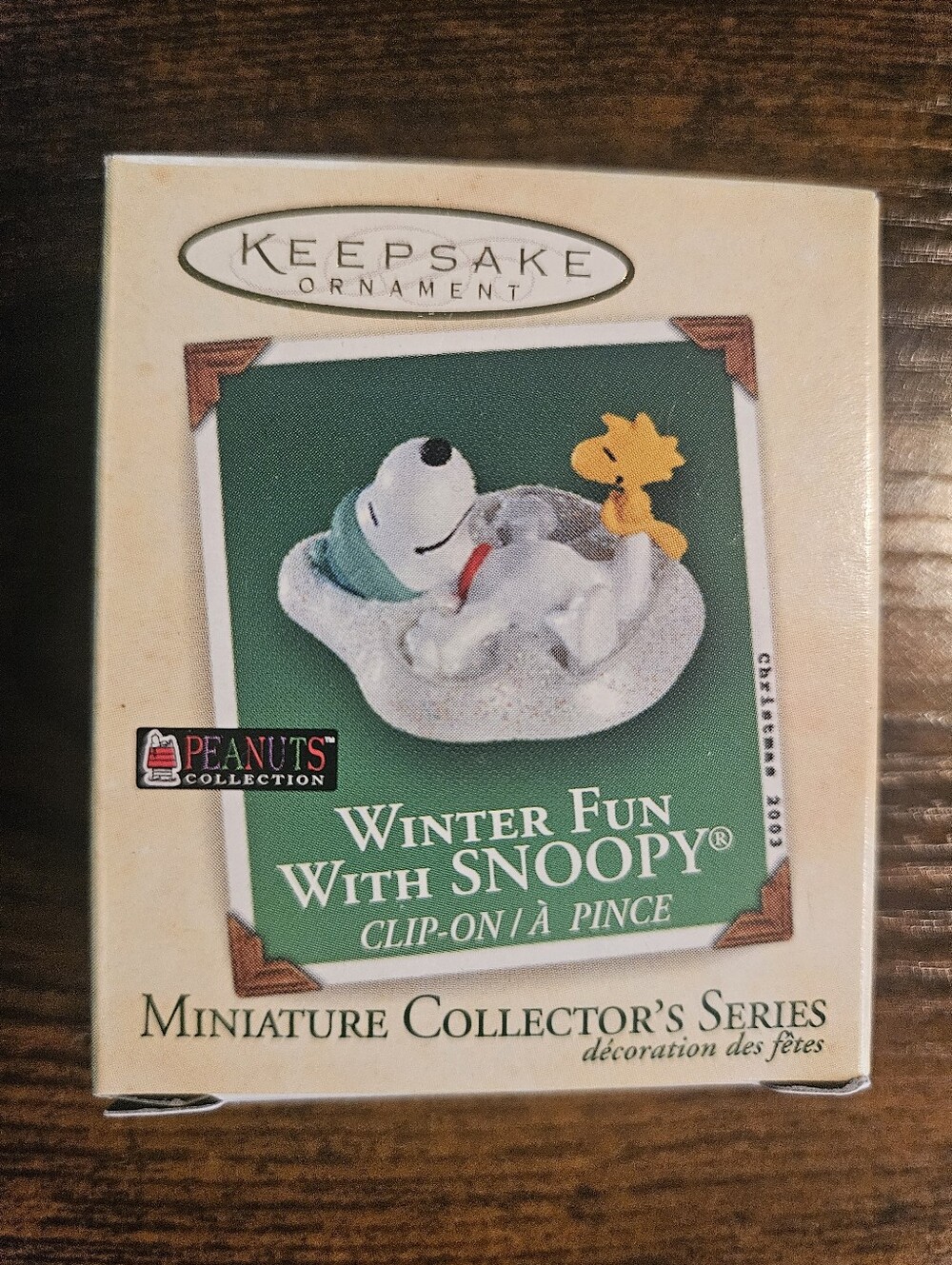 Winter Fun With Snoopy Hallmark Mini Collector Clip On Ornament NIB 2003
